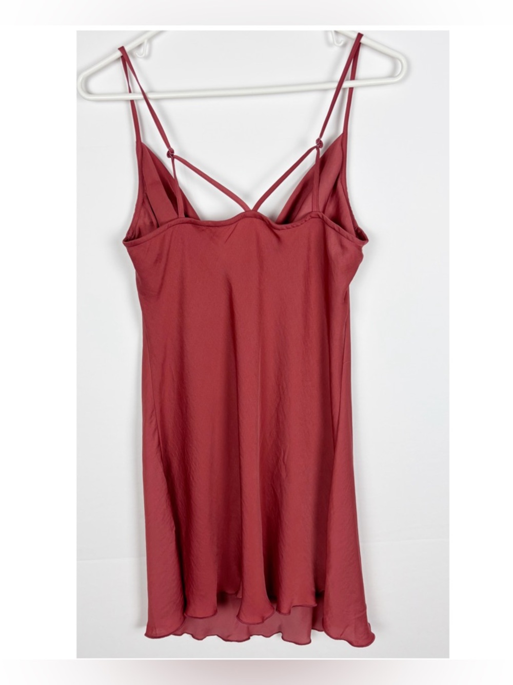 Intimately Free People Slip Dress Size Large Satin Mini Strappy Back Cowl Neck - Picture 4 of 9